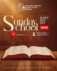 Brown Maximalist Sunday School Bible Study Video Flyer  Instagram Portrait template