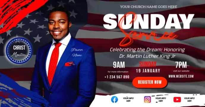 Brown Maximalist Sunday Service  Facebook Shared Image template