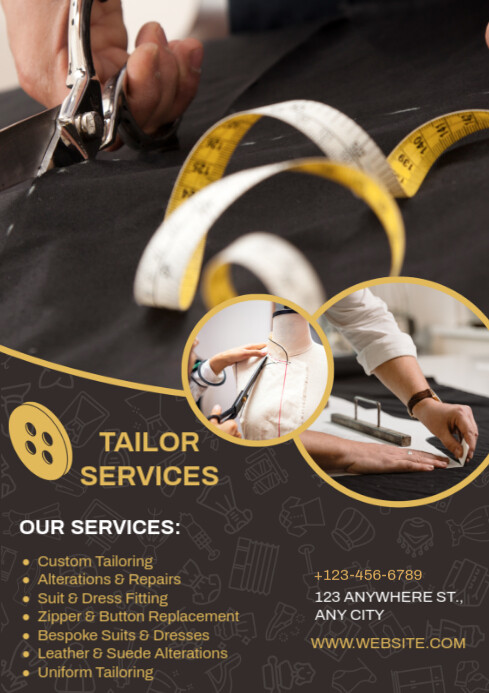 Brown Maximalist Tailor Service  A4 template