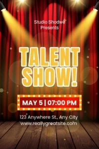 Brown Maximalist Talent Show Event Poster Плакат template