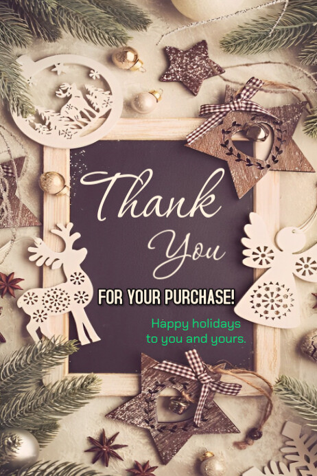 Brown Maximalist Thank You Christmas Card Poster Template | PosterMyWall