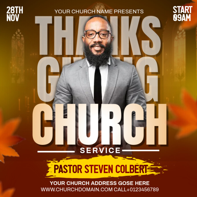 Copy of Brown Maximalist Thanks Giving Church Instagram Post | PosterMyWall
