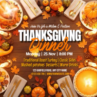Brown Maximalist Thanksgiving Dinner Party Invite Template Instagram Post