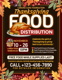 黑色 Thanksgiving Food Distribution Flyer Volante Template