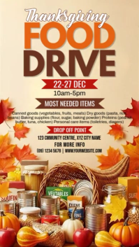 Brown Maximalist  Thanksgiving  Food Drive  Instagram Story template