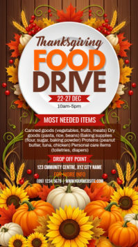 Brown Maximalist Thanksgiving  Food Drive Instagram Story template