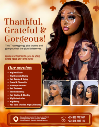 Brown Maximalist Thanksgiving Hair Booking, Sales And Promotionom Flyer (us Letter) template