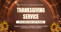 Brown Maximalist Thanksgiving Service Invitation Template Facebook Ad
