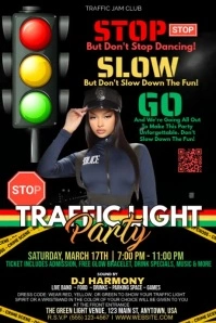 Brown Maximalist Traffic Light Party Poster Plakat template