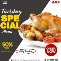 Brown Maximalist Tuesday Special Food Menu Instagram Post template