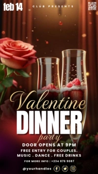 Brown Maximalist Valentine's Day Dinner Party Poster Digital Display (9:16) template