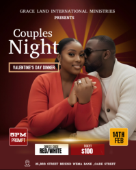 Brown Maximalist Valentine Dinner Night Flyer  Instagram Portrait template