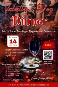 Brown Maximalist Video Valentine's Day Dinner Invite Poster Affiche template