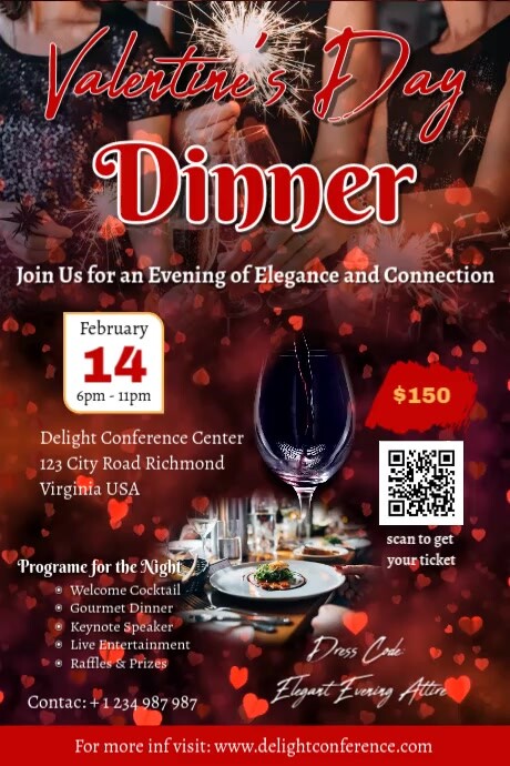 Brown Maximalist Video Valentine's Day Dinner Invite Poster Plakat template