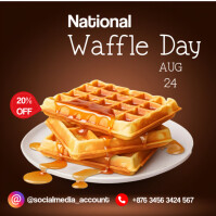Brown Maximalist Waffle Day Instagram Post Instagram-bericht template