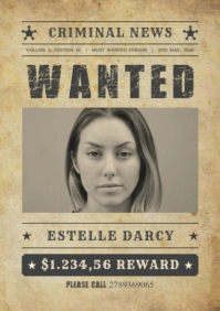 Brown Maximalist Wanted Poster A2 template