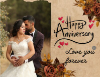 Brown Maximalist Wedding Anniversary  Flyer (us Letter) template