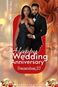 Brown Maximalist Wedding Anniversary Invitation Template  Poster