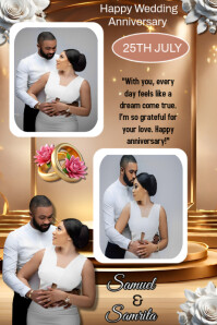 Brown Maximalist Wedding Anniversary  Poster template