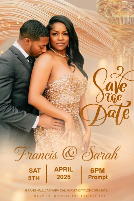 Brown Maximalist Wedding Invitation Template Design Poster Cartaz