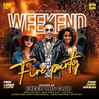 Brown Maximalist Weekend Dj Party  Square (1:1) template