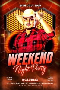 Brown Maximalist Weekend Night Party Banner 4' × 6' template