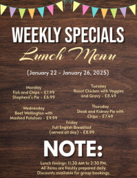 สีน้ำตาล Weekly Lunch Specials Flyer Template