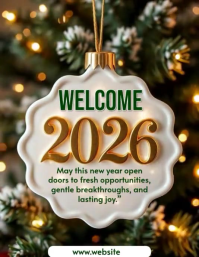 Brown Maximalist Welcome 2026. New Year Greetings And Wishes Video Template  Flyer (us Letter)