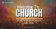 Brown Maximalist Welcome To Church Facebook Shared Image template