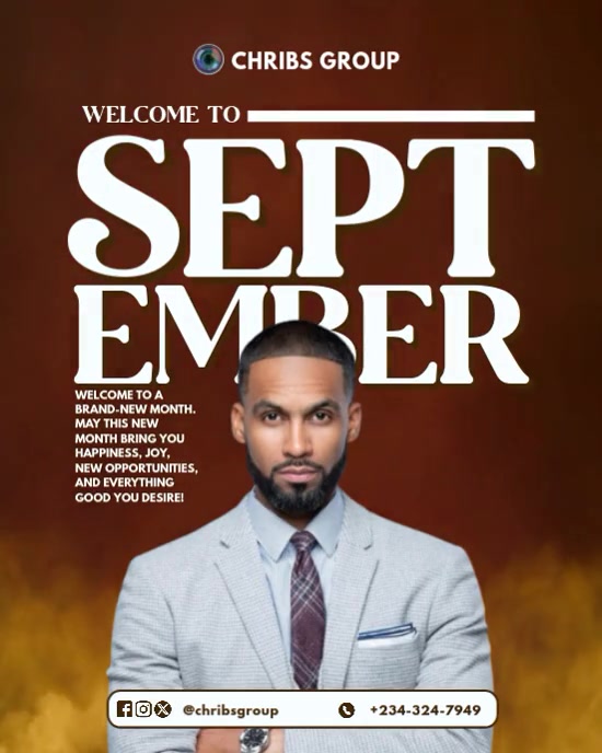 Brown Maximalist Welcome To September Template  Instagram Portrait