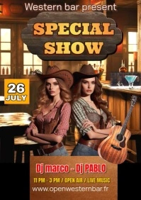 Brown Maximalist Western Party A4 template