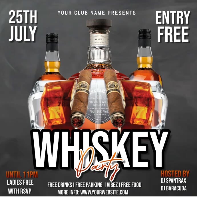 Whiskey Posts Plantilla de Brown Maximalist Whiskey Party Instagram Post | PosterMyWall