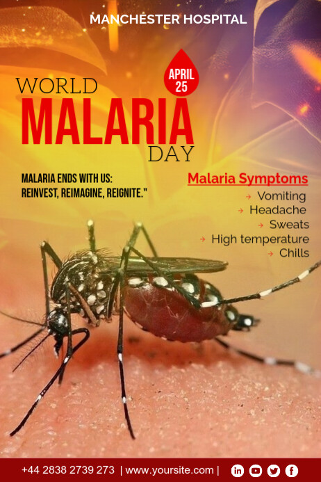 Brown Maximalist World Malaria Day Awareness  Poster template