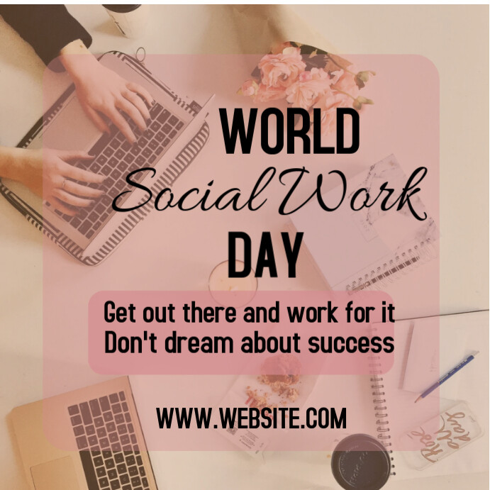 Brown Maximalist World Social Work Day  Instagram Post template