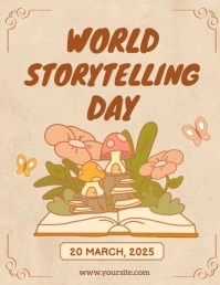 Brown Maximalist World Storytelling Day Flyer (us Letter) template