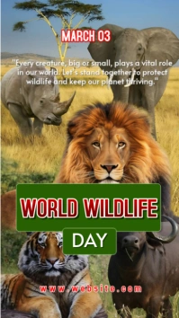 Brown Maximalist World Wildlife Day  Whatsapp Status template
