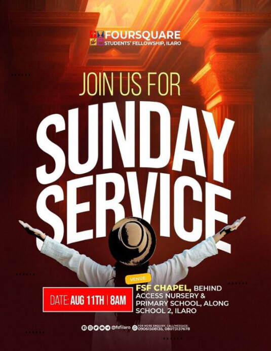 Copy of Brown Maximalist Worship With Us Church Flyers Flyer (us Letter ...