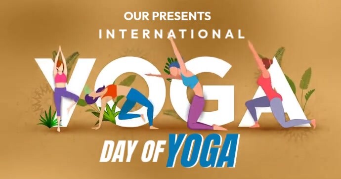 Brown Maximalist Yoga Day Facebook Shared Image template