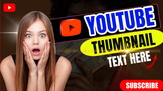 Brown Maximalist Youtube Thumbnail With Surprised Woman Youtube Thumbnail template
