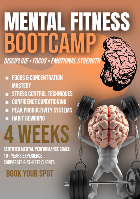 Brown Mental Fitness Bootcamp A1 Template | PosterMyWall