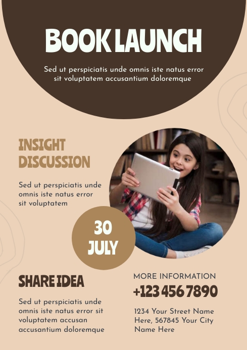 Book Key Event Example Brown Minimalist Book Launch Event Template | PosterMyWall
