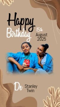 Brown Minimalist Happy Birthday Mobile Video Instagram Reel template