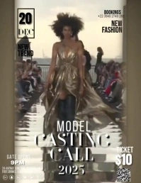 Brown Model Casting Call Video Flyer (us Let Iflaya (Incwadi ye-US) template
