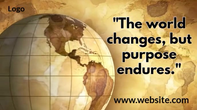 Brown Modern & Minimal “rooted In Purpose — The World Keeps Spinning. Spinning Earth Background ” Di Digital Display (16:9) template