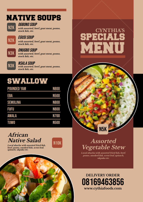 Copy of Brown Modern & Minimal African Nigerian Food | PosterMyWall