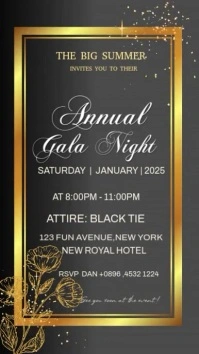 Brown Modern & Minimal Annual Gala Night Design  Digital Display (9:16) template