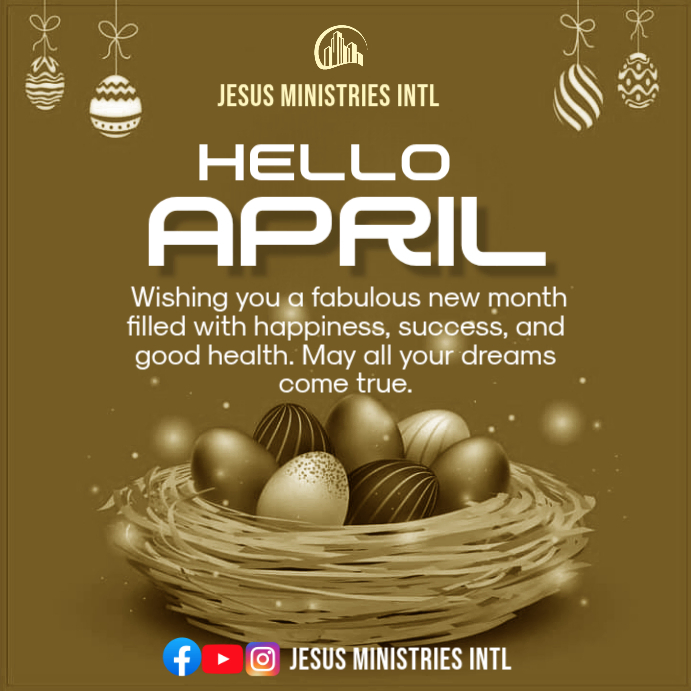 Brown Modern & Minimal April Greetings Instagram Post Template ...