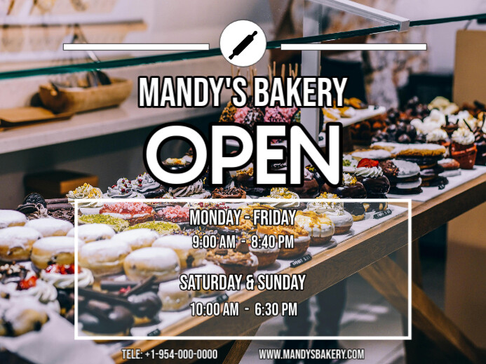 Brown Modern & Minimal Bakery Store Hours Sign template