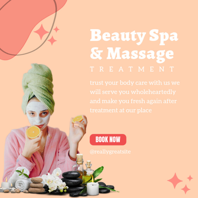 Brown Modern & Minimal Beauty Spa And Massage Instagram Post Template ...