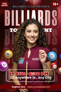 Brown Modern & Minimal Billiards Tournament Banner 4' × 6' template